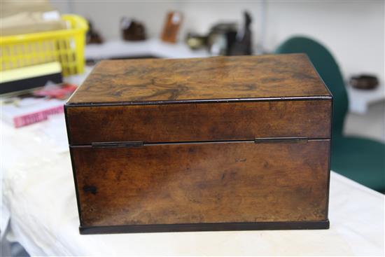 A Victorian burr walnut cased games compendium, 13in.